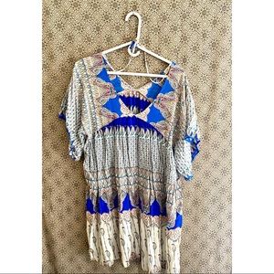 Velzera Floral Baby Doll Paisley Print Mini Dress PLUS